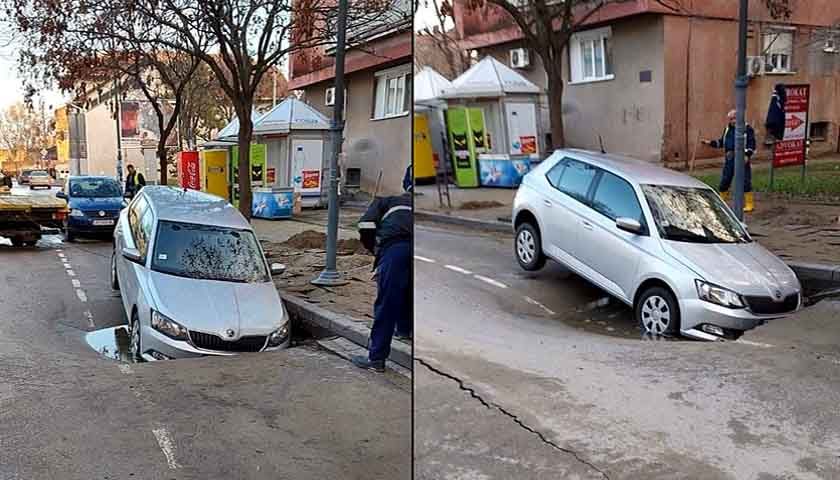 auto propao kroz asfalt 1
