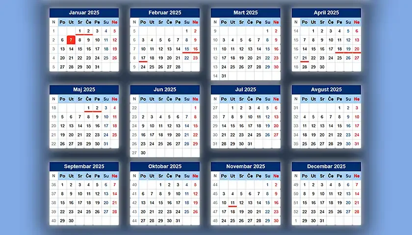 kalendar neradnih dana