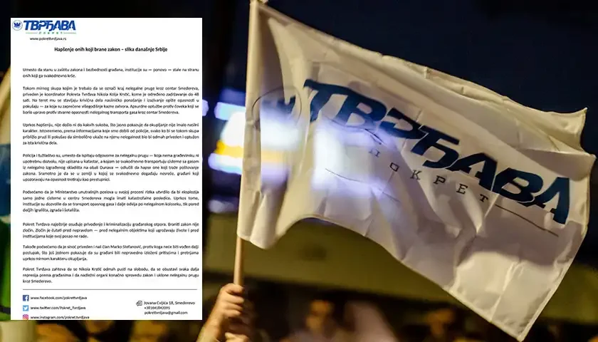 saopstenje pokreta tvrdjava